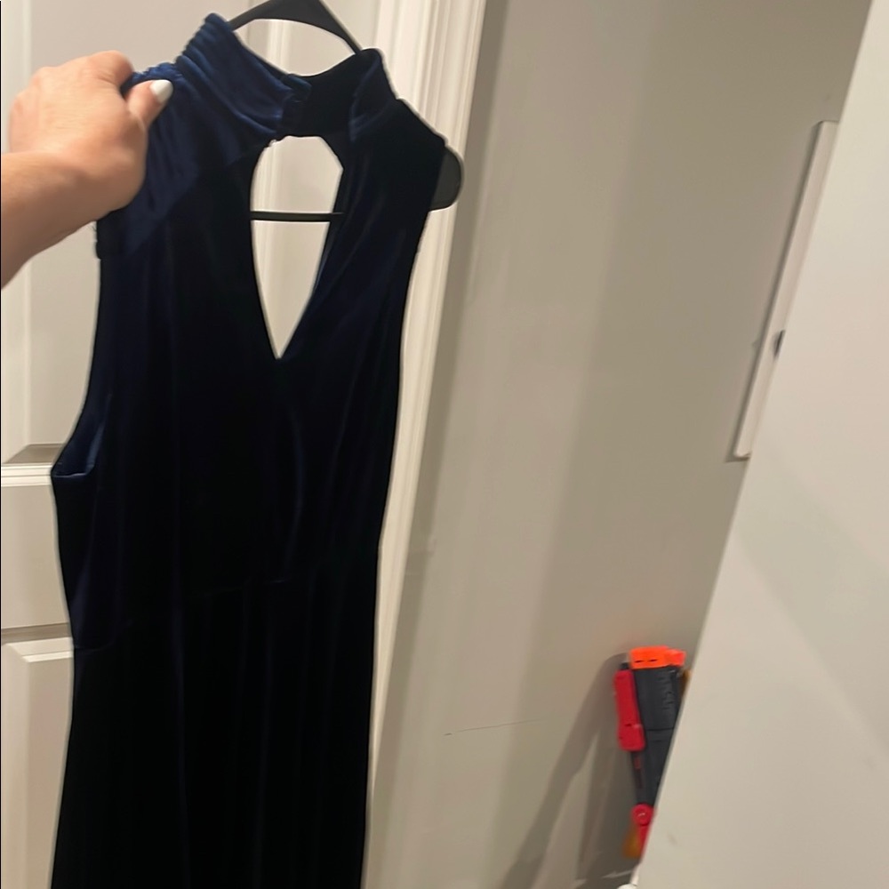 Elegant Navy Blue Velvet Dress